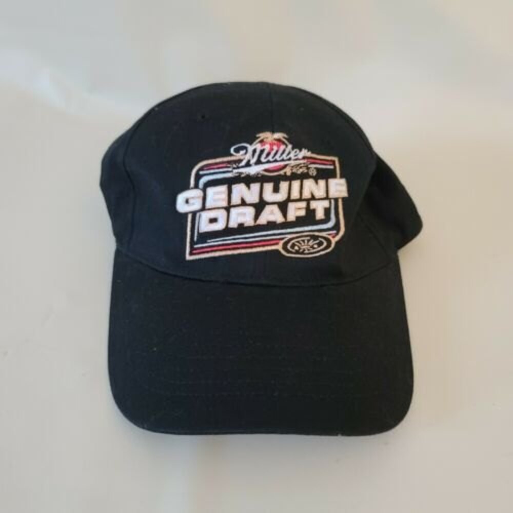 Miller Genuine Draft Beer Advertising Cap Hat Adjustable One Size Black